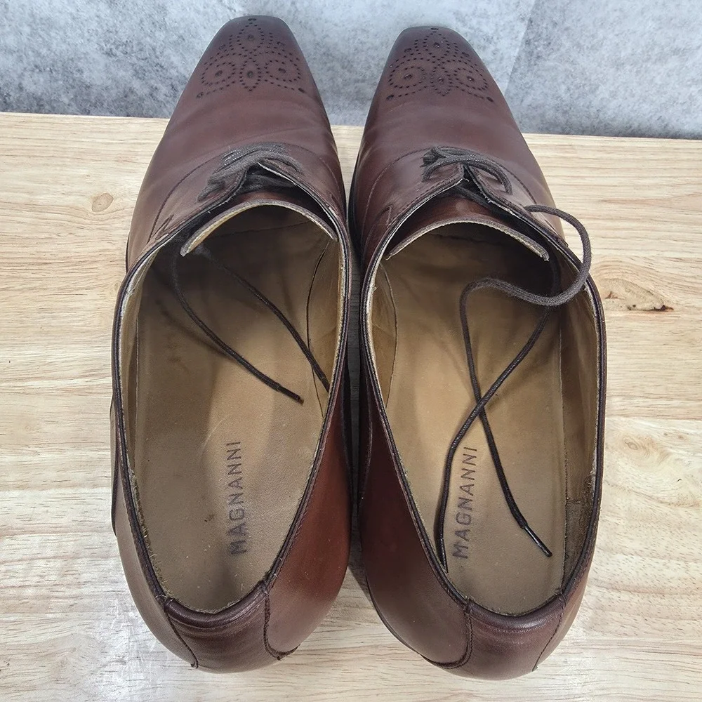 Magnanni Oxford Shoes Mens‎ 14 Brown Leather Brogue Lace Up Derby Dress Shoes